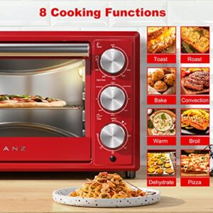 Galanz GRH1209RDRM151 Large 6-Slice Retro Toaster Oven with True Convection 8-in-1 Combo, Toast, Roast, Broil, 12” Pizza, Dehydrator with Keep Warm Setting, 0.9 Cu.Ft, Red