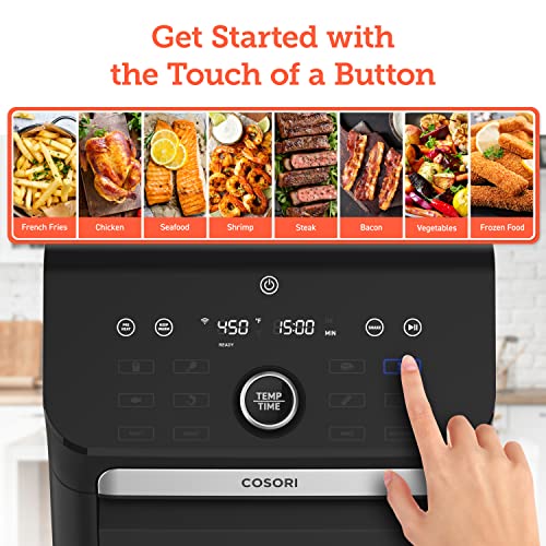 COSORI Air Fryer Toaster Oven Combo, 10 Qt Family Size 14-in-1 Functions (1000+ APP Recipes), Dishwasher-Safe Accessories with Roast Tray and Dehydrate Racks, Black Oven