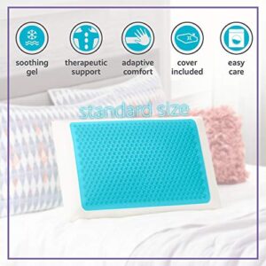 Comfort Revolution Blue Bubble Gel + Memory Foam Pillow, Standard (Pack of 1), White