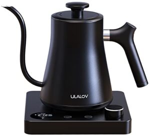 ulalov gooseneck electric kettle 1.0l with temperature control,ultra fast boiling hot water kettle for pour-over coffee/tea,100% stainless steel, 5 variable presets, 12h keep warm,leak-proof, 1200w