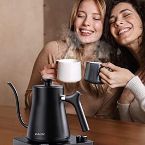 Ulalov Gooseneck Electric Kettle 1.0L with Temperature Control,Ultra Fast Boiling Hot Water Kettle for Pour-Over Coffee/Tea,100% Stainless Steel, 5 Variable Presets, 12H Keep Warm,Leak-Proof, 1200W