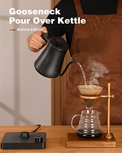 Ulalov Gooseneck Electric Kettle 1.0L with Temperature Control,Ultra Fast Boiling Hot Water Kettle for Pour-Over Coffee/Tea,100% Stainless Steel, 5 Variable Presets, 12H Keep Warm,Leak-Proof, 1200W