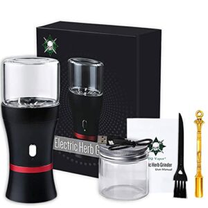 electric herb grinder, 6 blades updated spice grinder, rechargeable electric grinder with 2 x 1.7oz/50ml herb jars and a mini shovel