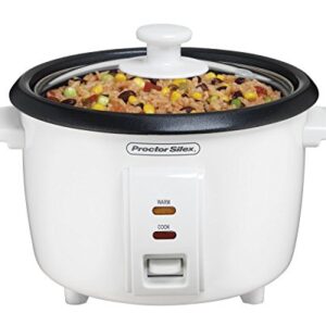 Proctor Silex Rice Cooker & Food Steamer, 8 Cups Cooked (4 Cups Uncooked), White (37534NR)