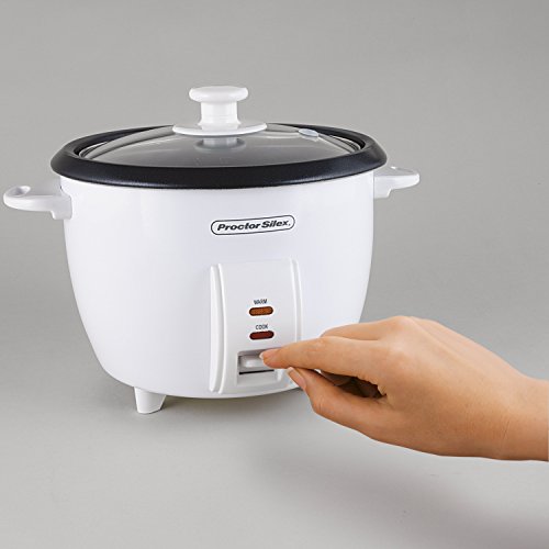 Proctor Silex Rice Cooker & Food Steamer, 8 Cups Cooked (4 Cups Uncooked), White (37534NR)