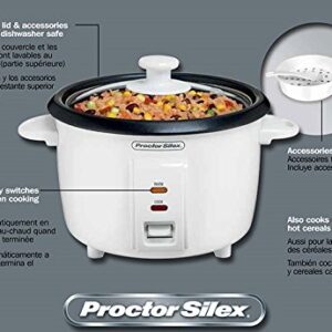 Proctor Silex Rice Cooker & Food Steamer, 8 Cups Cooked (4 Cups Uncooked), White (37534NR)