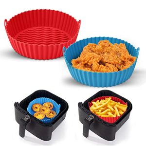 2 pack reusable air fryer silicone liners for 5 qt or bigger, silicone air fryer liners, silicone pot round, air fryer accessories air fryer liners, air fryer silicone bowl, 8 qt air fryer liners.