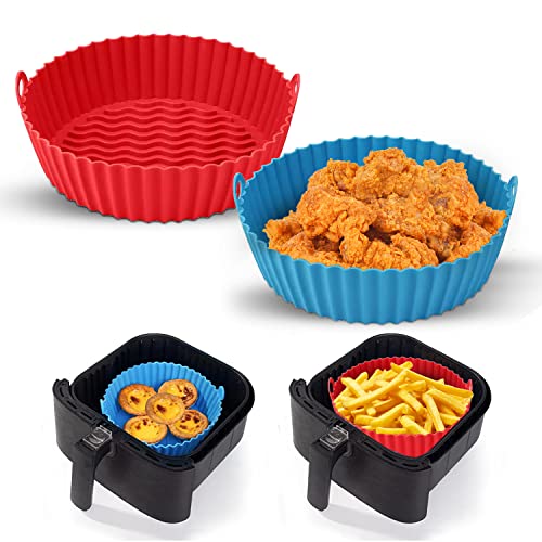 2 Pack Reusable Air Fryer Silicone Liners for 5 QT or Bigger, Silicone Air Fryer Liners, Silicone Pot Round, Air fryer Accessories Air fryer liners, Air fryer silicone bowl, 8 qt air fryer liners.