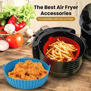 2 Pack Reusable Air Fryer Silicone Liners for 5 QT or Bigger, Silicone Air Fryer Liners, Silicone Pot Round, Air fryer Accessories Air fryer liners, Air fryer silicone bowl, 8 qt air fryer liners.
