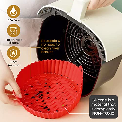 2 Pack Reusable Air Fryer Silicone Liners for 5 QT or Bigger, Silicone Air Fryer Liners, Silicone Pot Round, Air fryer Accessories Air fryer liners, Air fryer silicone bowl, 8 qt air fryer liners.