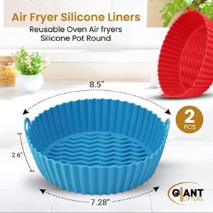 2 Pack Reusable Air Fryer Silicone Liners for 5 QT or Bigger, Silicone Air Fryer Liners, Silicone Pot Round, Air fryer Accessories Air fryer liners, Air fryer silicone bowl, 8 qt air fryer liners.