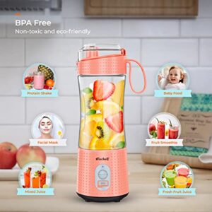 Elechelf Portable Blender, Personal Size Blender Smoothies and Shakes, Mini Blender USB Rechargeable, Handheld Blender Sports,Travel,Gym (Orange)