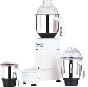 preethi eco plus mixer grinder 110-volt for use in usa/canada, white, 3-jar