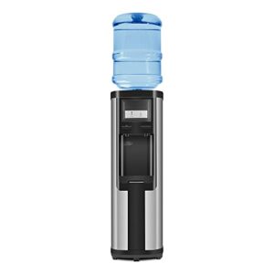 water cooler dispenser, 5 gallon top loading water cooler water dispenser, 2 temps (hot & cold), quiet, black and stainless steel, etl listed, child safety lock