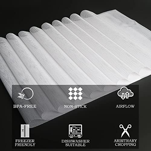 Kispog 10 Pcs/Sets Silicone Dehydrator Sheets for Food Dehydrator & Freeze Dryer, 14x14 in