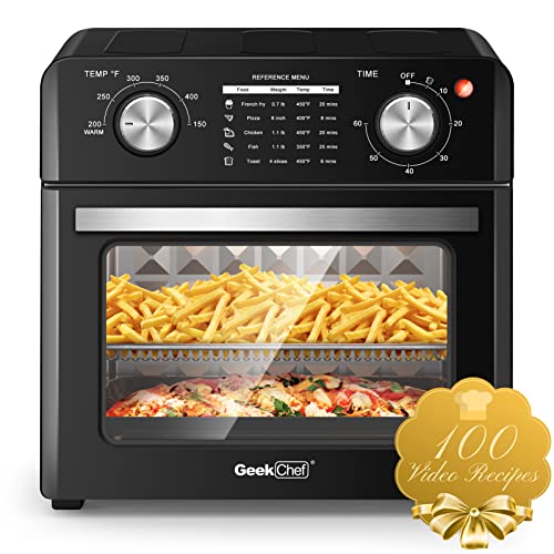 Geek Chef Air Fryer Toaster Oven, 10QT Toaster Ovens Countertop, 4 Slice Toaster, 6 Inch Pizza, Warm, Broil, Toast, Bake, Air Fry, Perfect for Countertop