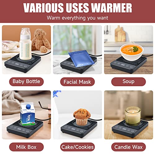 Coffee Warmer for Desk - Electric Candle Warmer, Coffee Mug Warmer with Timer, 6 Temp Mug Warmer, LED Display Smart Coffee Cup Warmer, Mug Heater for Coffee Black