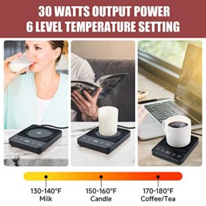 Coffee Warmer for Desk - Electric Candle Warmer, Coffee Mug Warmer with Timer, 6 Temp Mug Warmer, LED Display Smart Coffee Cup Warmer, Mug Heater for Coffee Black