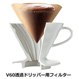 Hario V60 Pour Over Set with Ceramic Dripper, Glass Server, Scoop and Filters, Size 02, White