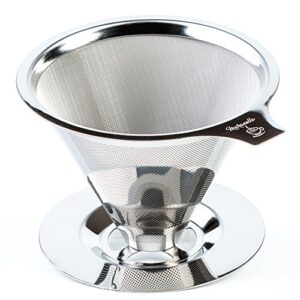 maranello caffé pour over coffee dripper stainless steel reusable drip cone coffee filter portable pour-over coffee maker paperless metal fine mesh strainer coffee pourover brewer camping coffee maker