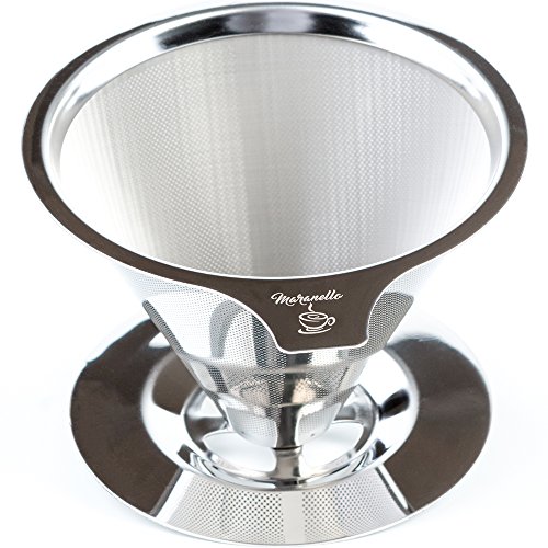 Maranello Caffé Pour Over Coffee Dripper Stainless Steel Reusable Drip Cone Coffee Filter Portable Pour-Over Coffee Maker Paperless Metal Fine Mesh Strainer Coffee Pourover Brewer Camping Coffee Maker