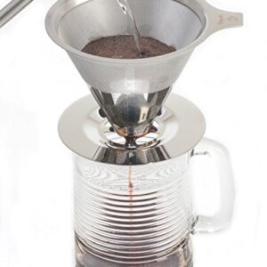 Maranello Caffé Pour Over Coffee Dripper Stainless Steel Reusable Drip Cone Coffee Filter Portable Pour-Over Coffee Maker Paperless Metal Fine Mesh Strainer Coffee Pourover Brewer Camping Coffee Maker