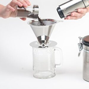 Maranello Caffé Pour Over Coffee Dripper Stainless Steel Reusable Drip Cone Coffee Filter Portable Pour-Over Coffee Maker Paperless Metal Fine Mesh Strainer Coffee Pourover Brewer Camping Coffee Maker