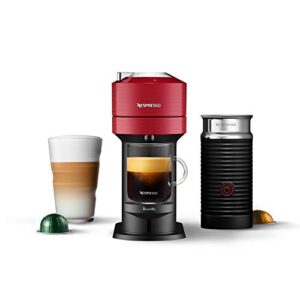 nespresso vertuo next coffee and espresso machine by breville with milk frother, 1.1 liters, cherry