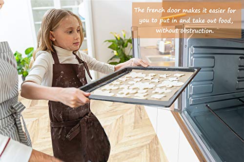 LUBY Large Toaster Oven Countertop, French Door Designed, 55L, 18 Slices, 14'' pizza, 20lb Turkey, Silver