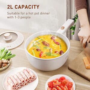 Bear 2L Electric Hot Pot, Non-Stick Saut Pan, 1000W Rapid Noodles Cooker for Steak, Egg, Fried Rice, Ramen, Oatmeal, Soup with Power Adiustable