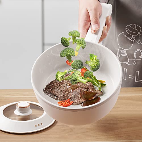 Bear 2L Electric Hot Pot, Non-Stick Saut Pan, 1000W Rapid Noodles Cooker for Steak, Egg, Fried Rice, Ramen, Oatmeal, Soup with Power Adiustable