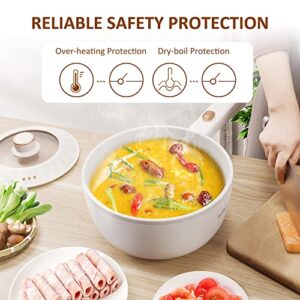 Bear 2L Electric Hot Pot, Non-Stick Saut Pan, 1000W Rapid Noodles Cooker for Steak, Egg, Fried Rice, Ramen, Oatmeal, Soup with Power Adiustable