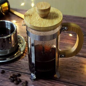 Sivaphe 12 oz French Press Coffee/Tea Maker Single Cup Espresso Press Stainless Steel Filter 0.35L High Borosilicate Carafe Durable Bamboo Handle Small Coffee Maker