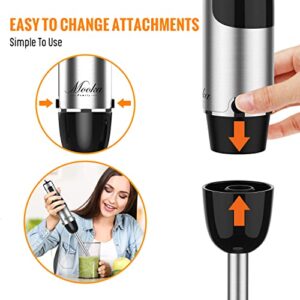 Immersion Blender Handheld, 1100W 5-in-1 Multi-Purpose Hand Blender, 12-Speed Stick Blender, 600ml Beaker, 500ml Chopper, Egg Whisk, Milk Frother, Black