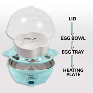 Nostalgia Retro Electric Large Hard-Boiled Egg Cooker, 7 Capacity, Poached, Scrambled, Omelets, Whites, Sandwiches, for Keto & Low-Carb Diets, Aqua