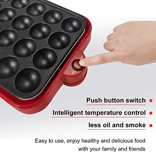 Health and Home Multifunction Nonstick Baking Maker with 3 Interchangeable Baking Plates for Grill,Pan Cake and Cake Pops,Takoyaki Maker.RED