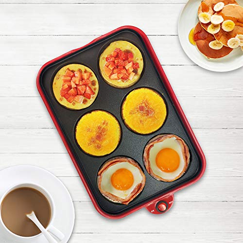 Health and Home Multifunction Nonstick Baking Maker with 3 Interchangeable Baking Plates for Grill,Pan Cake and Cake Pops,Takoyaki Maker.RED