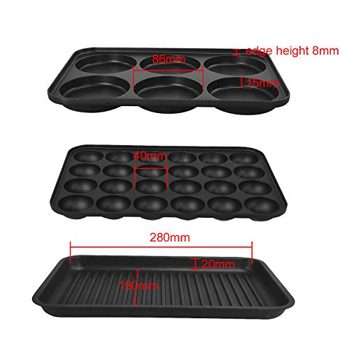 Health and Home Multifunction Nonstick Baking Maker with 3 Interchangeable Baking Plates for Grill,Pan Cake and Cake Pops,Takoyaki Maker.RED