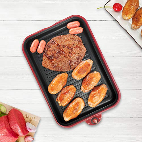 Health and Home Multifunction Nonstick Baking Maker with 3 Interchangeable Baking Plates for Grill,Pan Cake and Cake Pops,Takoyaki Maker.RED