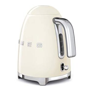 Smeg KLF03CRUS 50's Retro Style Aesthetic Electric Kettle with Embossed Logo, Cream