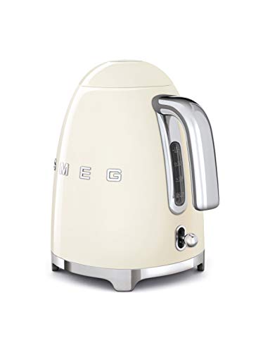 Smeg KLF03CRUS 50's Retro Style Aesthetic Electric Kettle with Embossed Logo, Cream