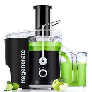 600w 3 speeds juicer machines vegetable and fruit, regenerate centrifugal juice extractor with big mouth 3” feed chute, easy to clean, bpa-free compact centrifugal juice maker, black
