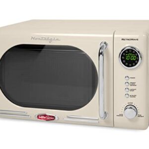 Nostalgia Retro Compact Countertop Microwave Oven 0.7 Cu. Ft. 700-Watts with LED Digital Display, Child Lock, Easy Clean Interior, Cream