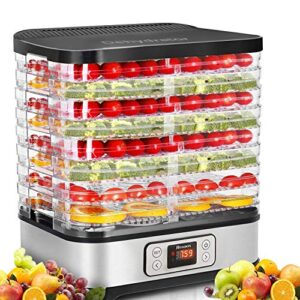 homdox 8 trays food dehydrator machine with fruit roll sheet, digital timer and temperature control, dehydrators for food and jerky, meat, fruit, vegetable, herbs, bpa free/400 watt/updated