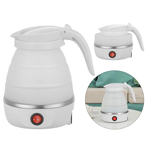 Foldable Portable Kettle | Travel Kettle - Upgraded Food Grade Silicone, 5 Mins Heater To Quickly Foldable Electric Kettle, White 600ML 110V US Plug