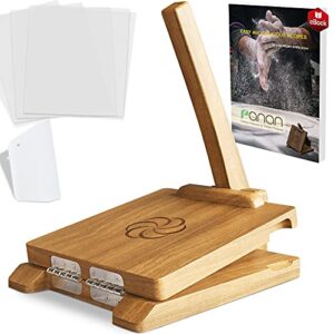 panan wooden tortilla press mexican tortillera presser made from natural food-grade acacia wood – large wood pataconera with 50 pieces parchment paper, dough cutter and recipes ebook (square 10″)