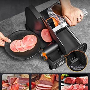 MIDONE Meat Slicer 200W Electric Deli Food Slicer with Two Removable 7.5’’ Stainless Steel Blade, Adjustable Thickness for Home Use, Child Lock Protection, Black