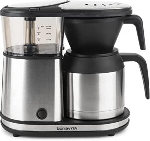 bonavita 5 cup drip coffee maker machine, one-touch pour over brewing w/ double wall thermal carafe, sca certified, 1100 watt, bpa free, dishwasher safe, stainless steel, bv1500ts