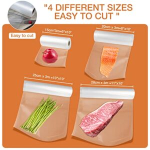 Vacuum Sealer Bags Food-Bag Rolls - 6 Inch |8 Inch |10Inch |11 Inch - Gallon Vacuum Sealer Bags Food Vac Sealing Bags for Vac Freezer & Seal a Meal Quart Vacuum Sealer Roll…