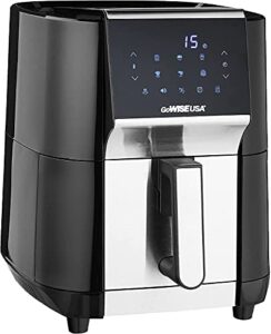 gowise usa 7-quart air fryer & dehydrator – with ergonomic touchscreen display with stackable dehydrating racks with preheat & broil functions + 100 recipes (black/stainless steel)